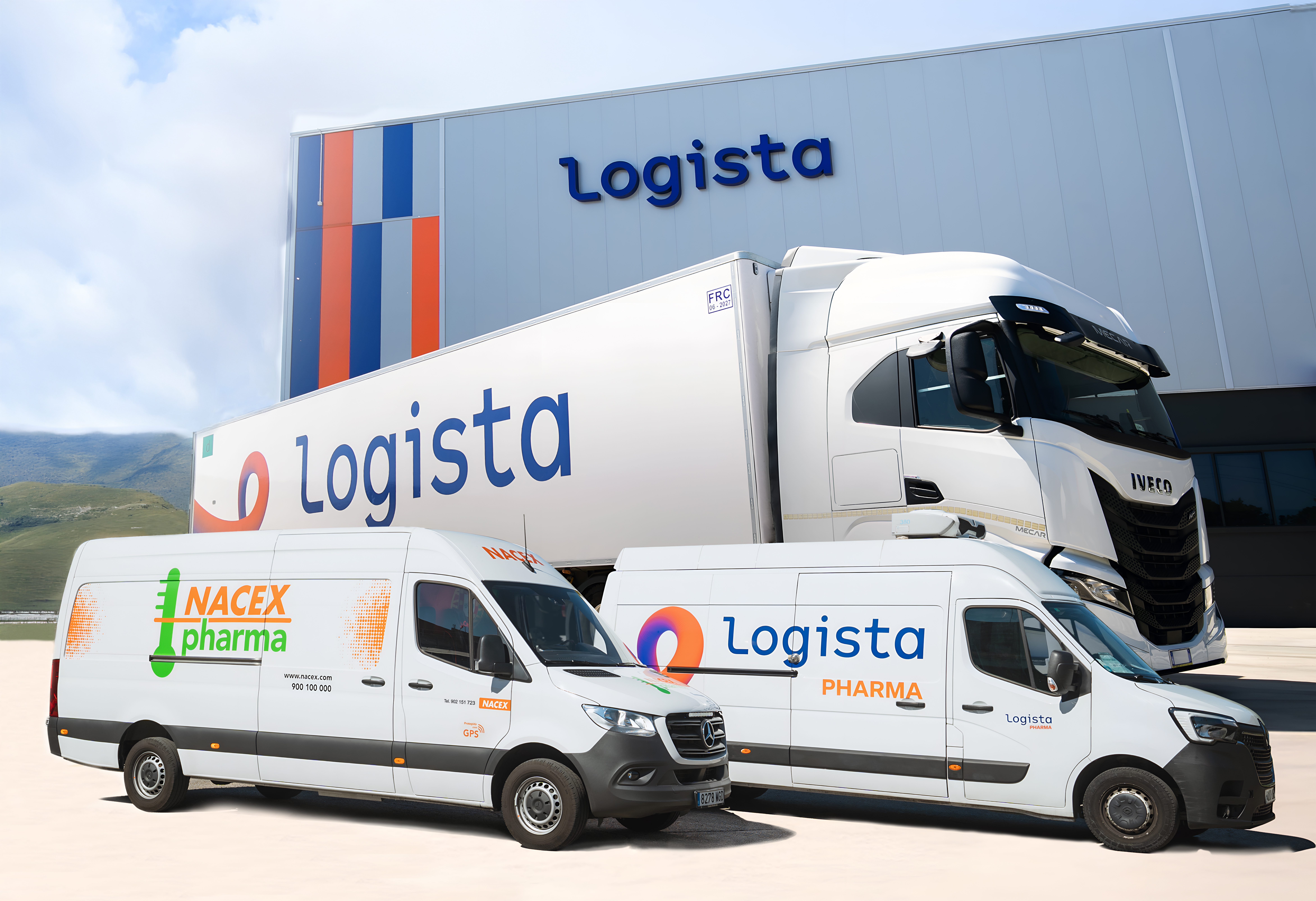 Furgonetas de Nacex, Logista Pharma y Camión de Freight